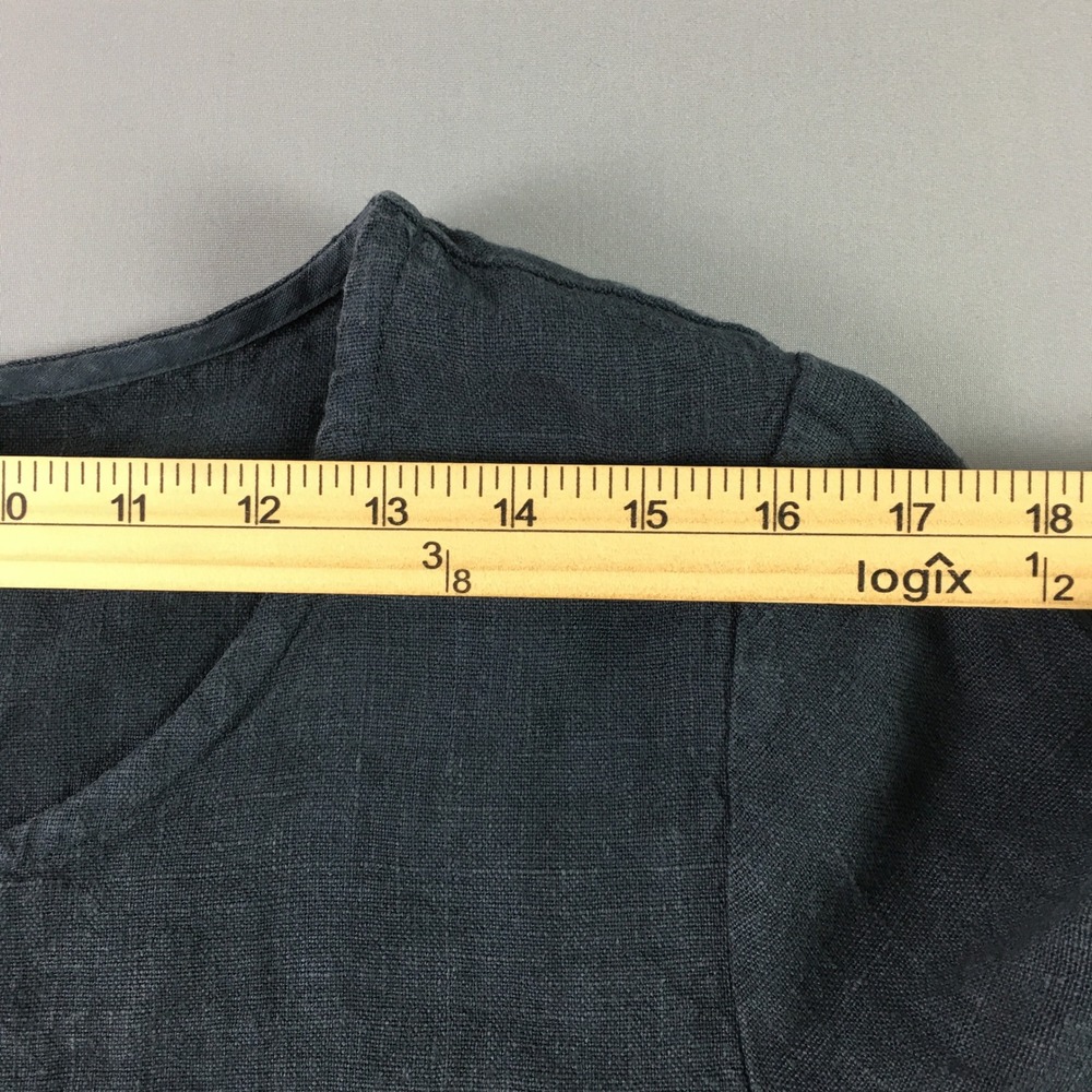 Bryn Walker Linen Midi Dress Women L Dark Grey Long Sleeve Lagenlook Summer USA - Picture 7 of 16